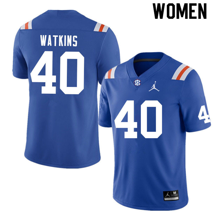 Women #40 Jacob Watkins Florida Gators College Football Jerseys Sale-Throwback